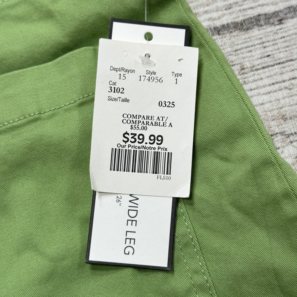 NEW Bagatelle Collection Pants Women's 12 Green Cropped High Rise Wide Leg Baggy - Picture 7 of 9